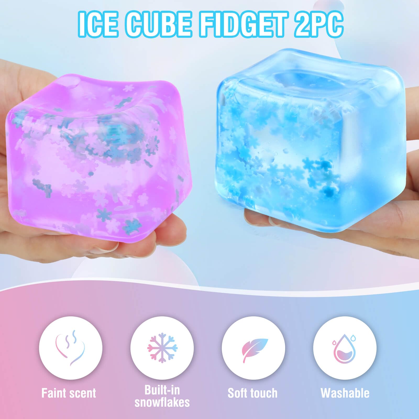 Gretex fidget ice cube purple, gentle squeeze for calm on the go.