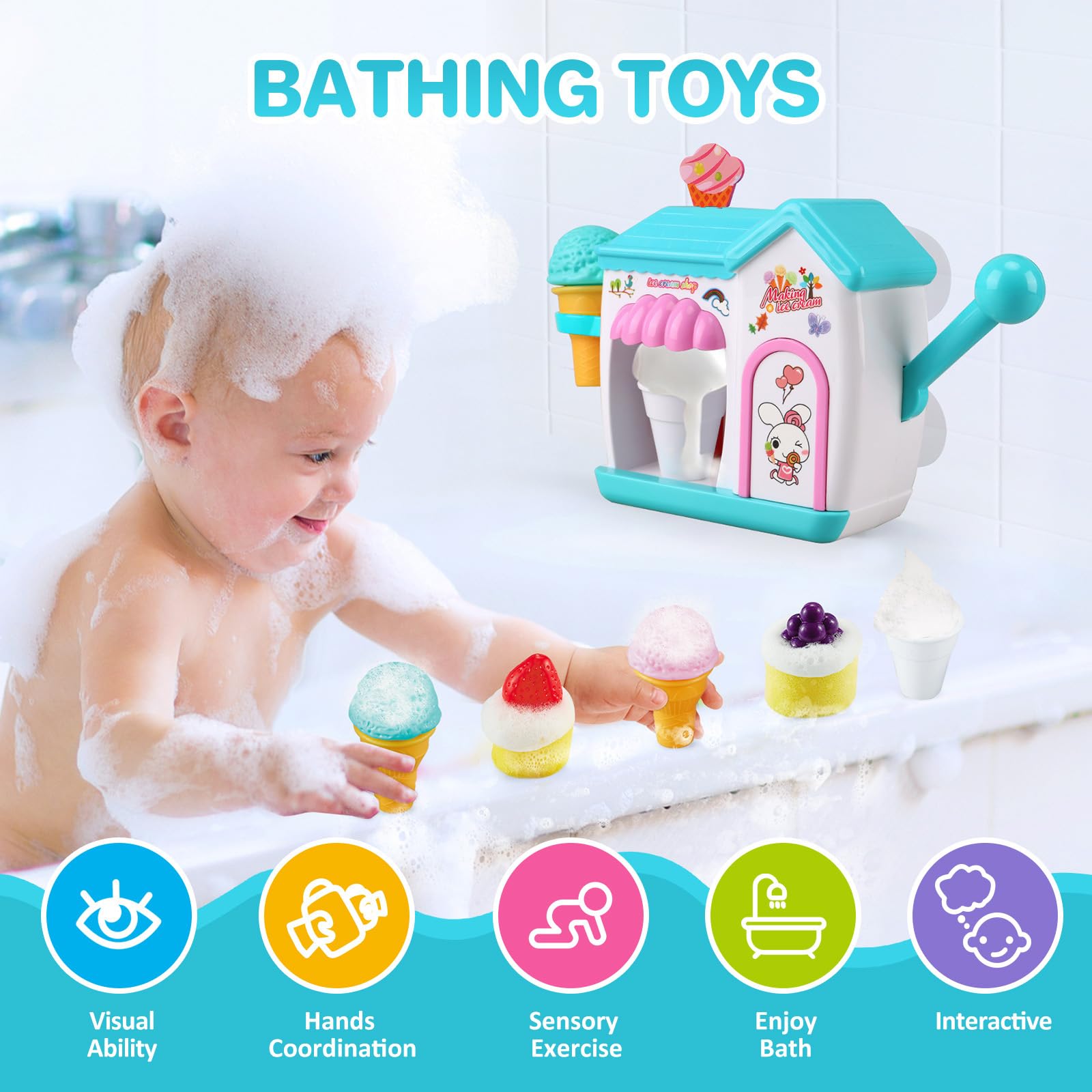 Gretex toddler bath toy bubble cone design sparks imaginative ice cream play