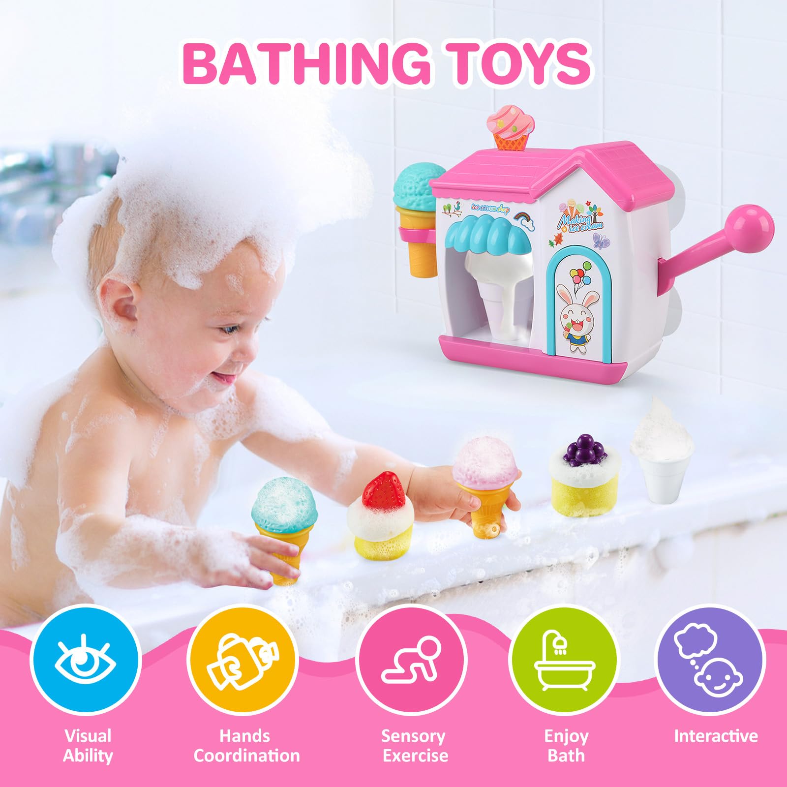 Gretex toddler bath toy with suction cups secures to tub for fun