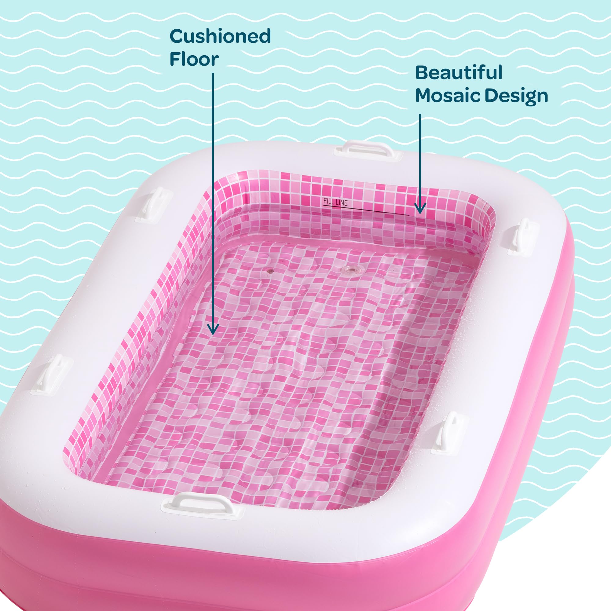 GRIP A POOL measures 65x39x10 inches for kids and small adults