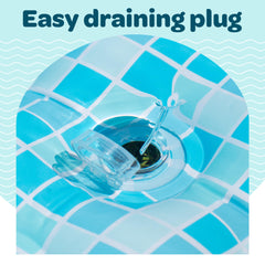 Grip-a-Pool portable pool doubles as a small tanning space for adults.