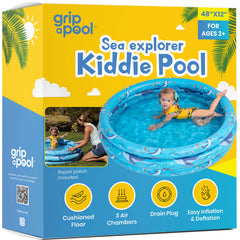 GRIP A POOL portable setup for backyard water fun and easy storage.