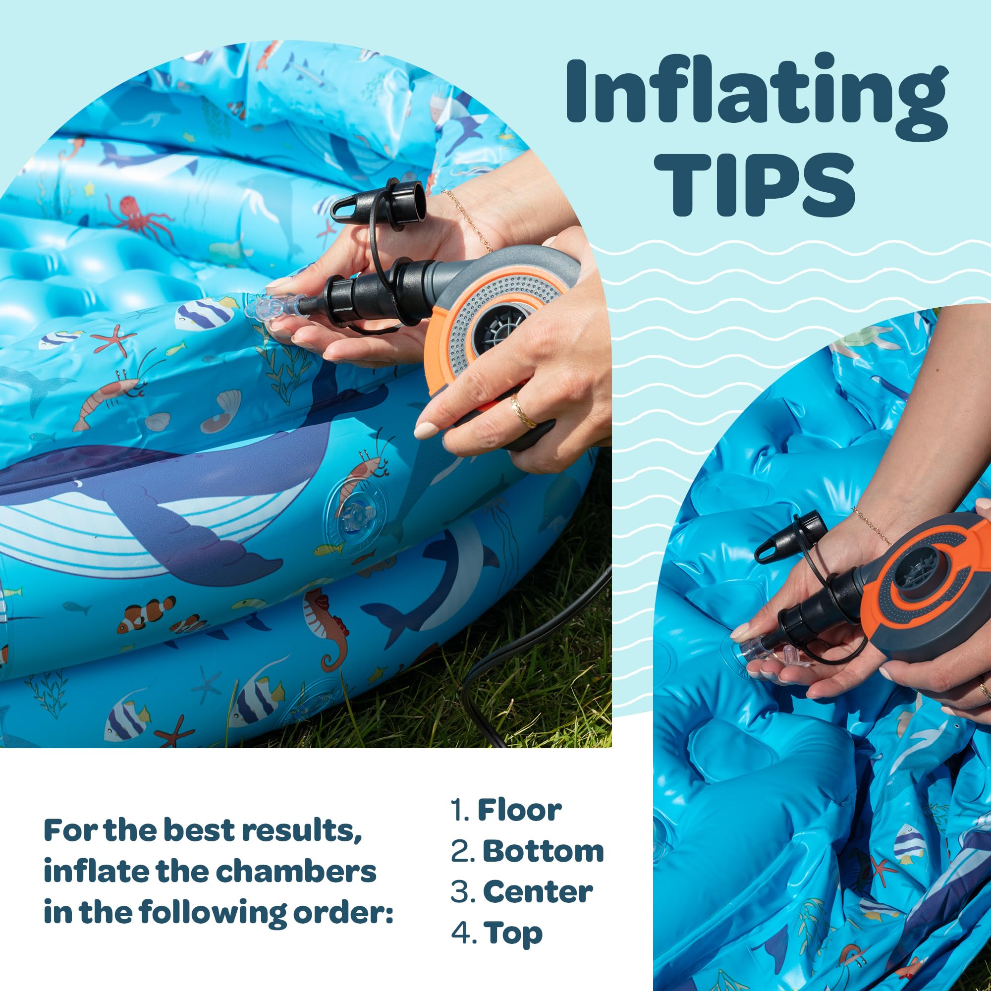 GRIP A POOL cushioned floor provides comfort and anti-slip stability during splashes.