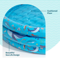 GRIP A POOL sea life print adds a playful vibe for backyard fun with kids.