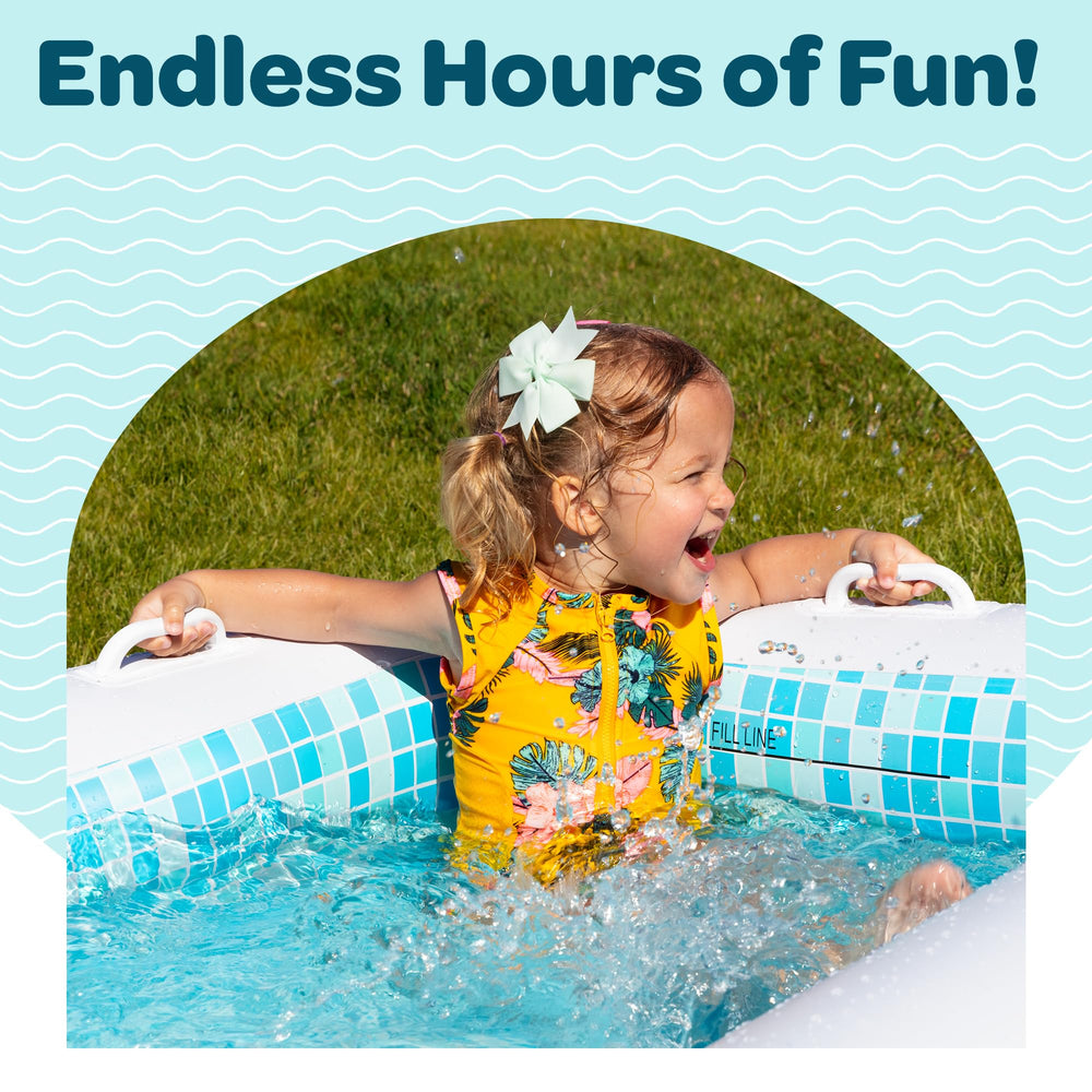 Grip-a-Pool side rail handles offer balance support for kids learning to swim.