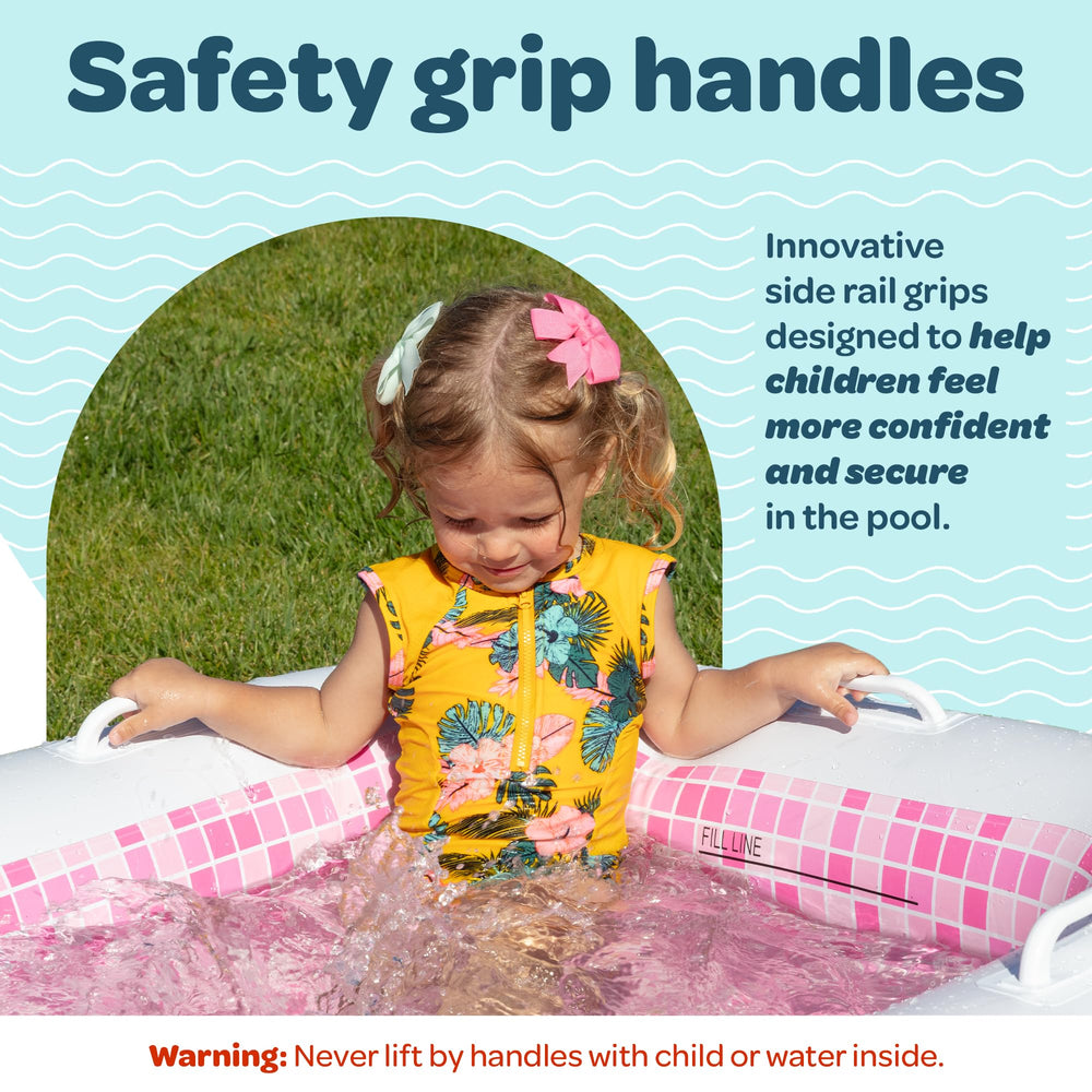 GRIP A POOL soft padded bottom provides anti-slip comfort while splashing