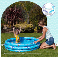 GRIP A POOL toddler-sized pool ideal for ages 2 to 5 during outdoor water play.
