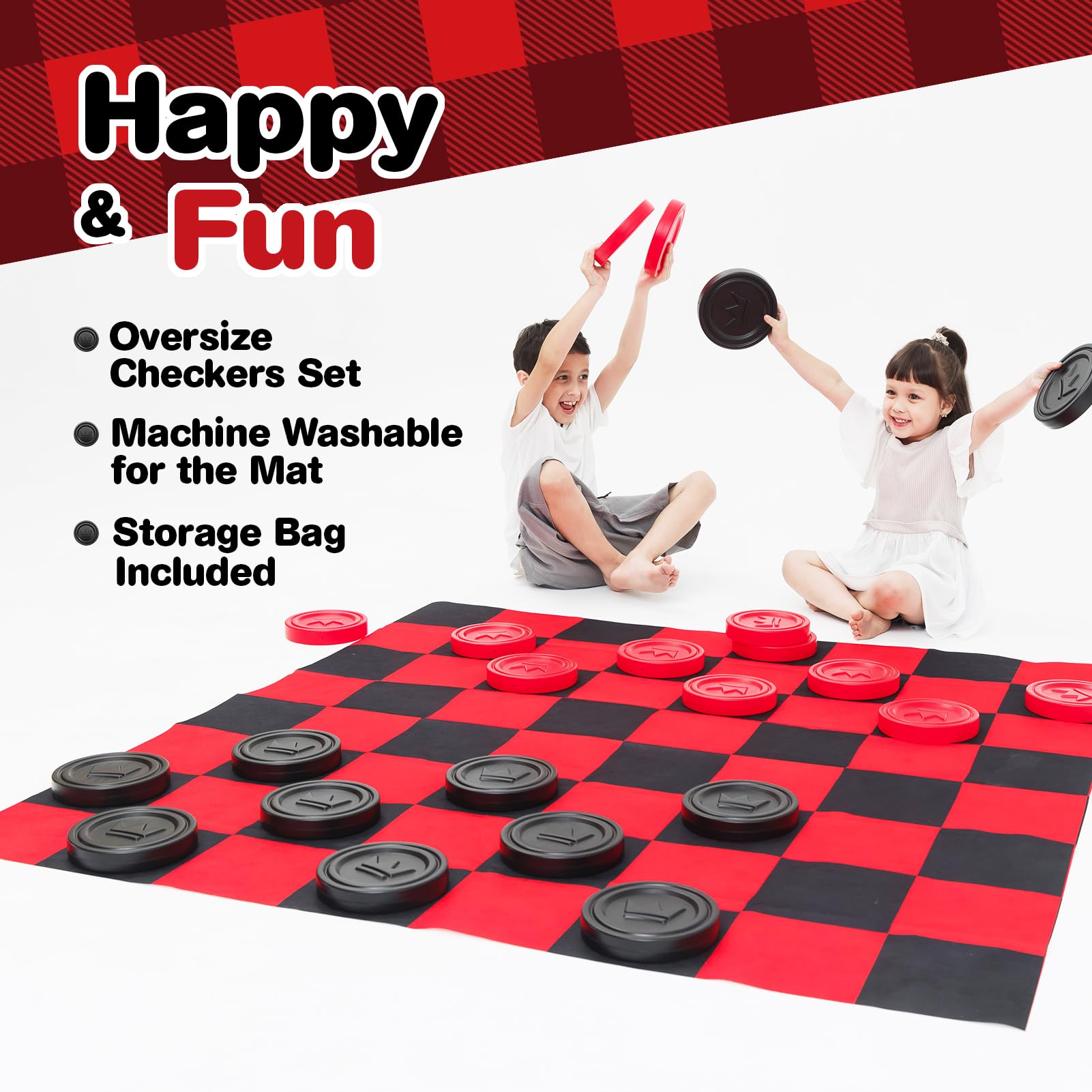 Grip Kids red checker pieces are large for easy handling and visibility.