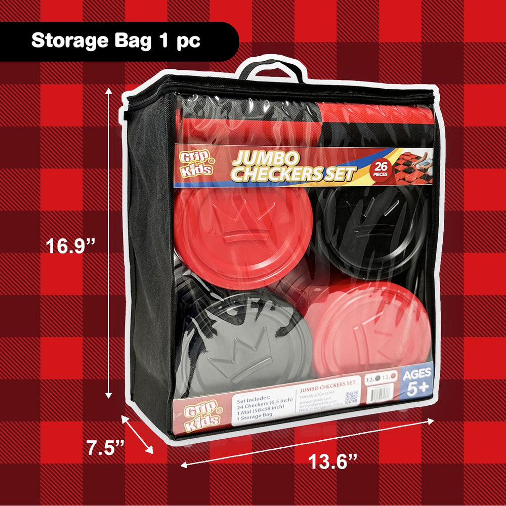 Grip Kids jumbo checkers set used in both indoor and outdoor settings.