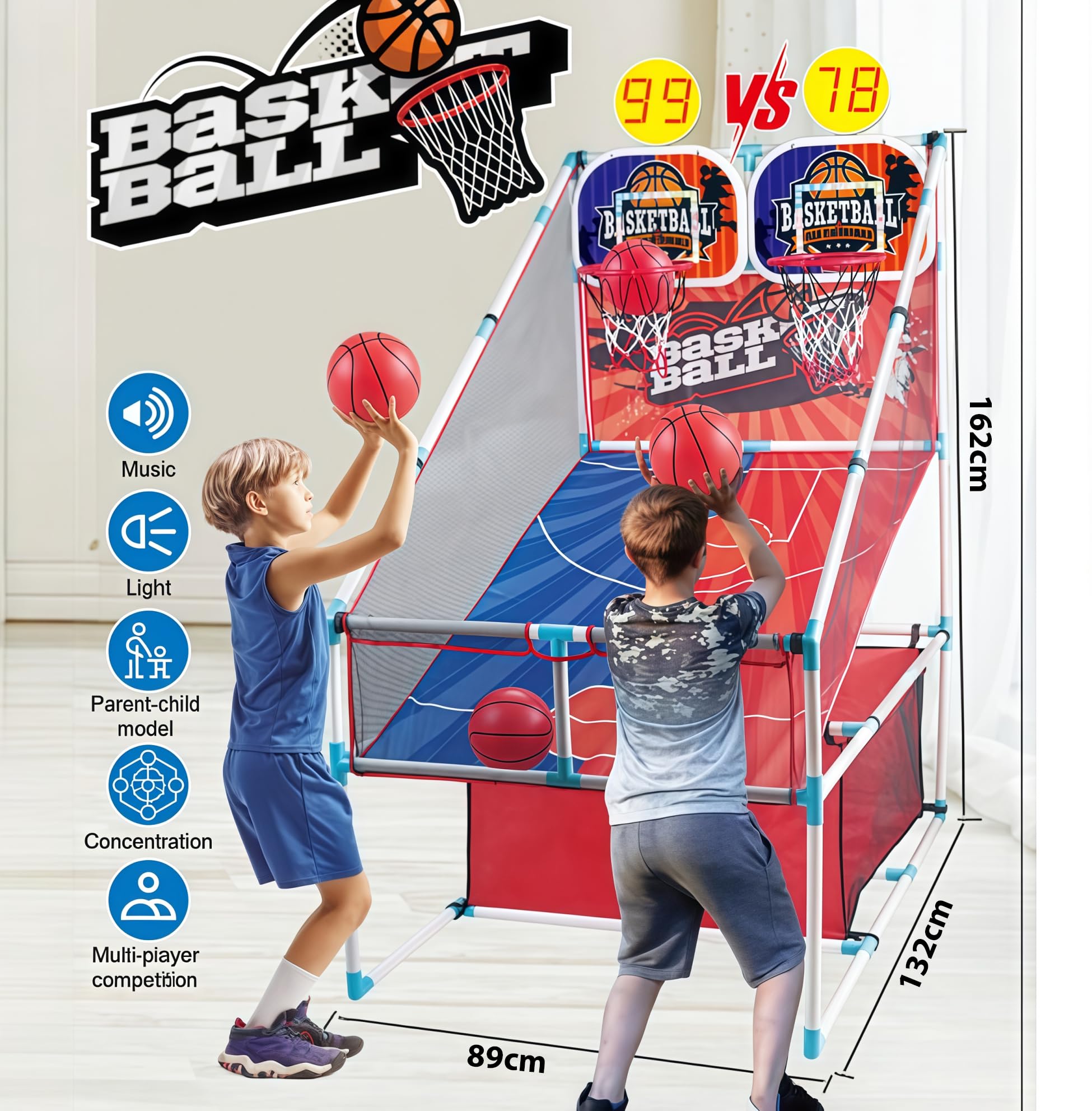 grnpeak basketball arcade game scoreboard showing real-time scores and cheers