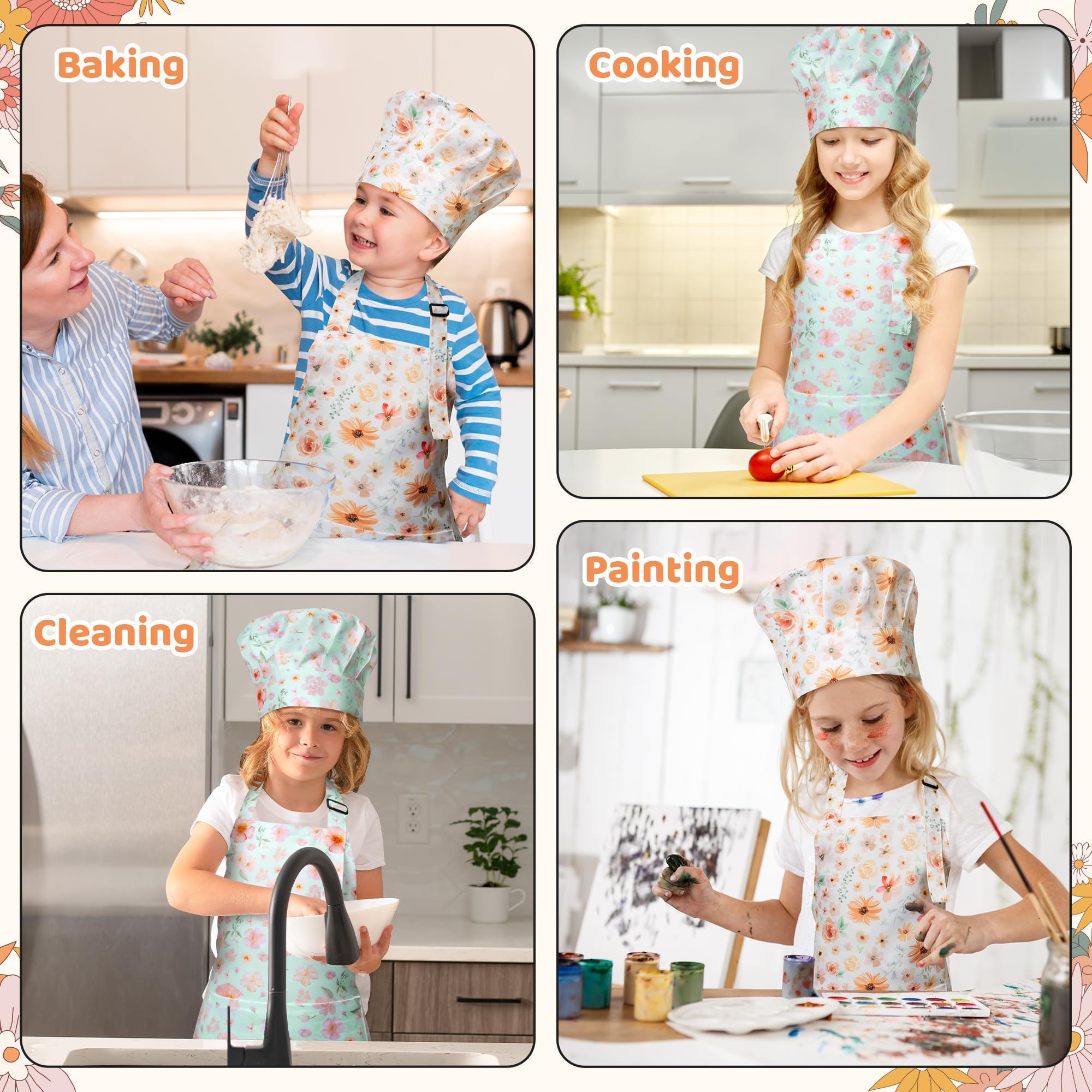 GROBRO7 child wearing the set ready for baking and painting.