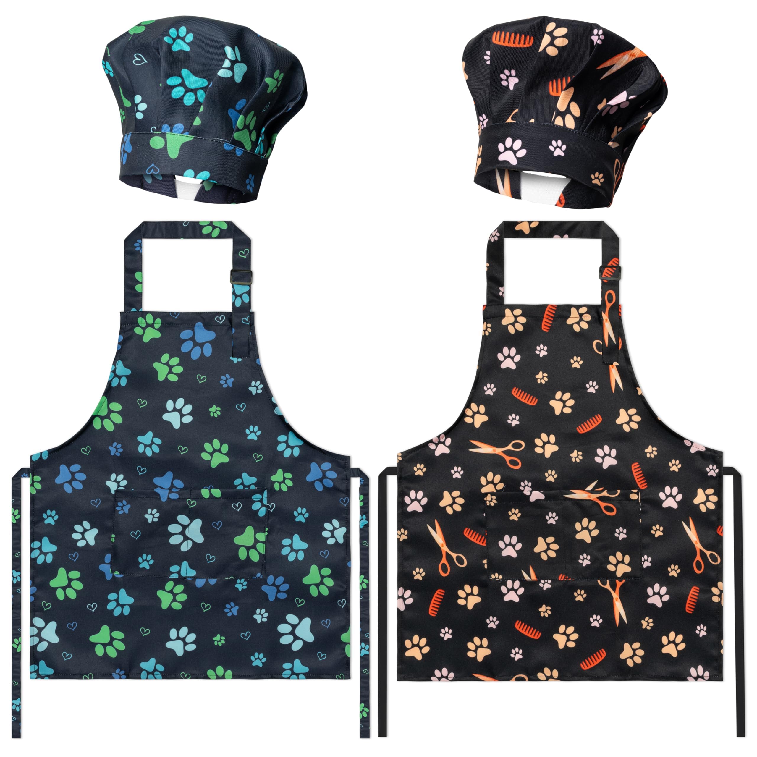 GROBRO7 dog paw print apron front for kids, durable and easy to clean.