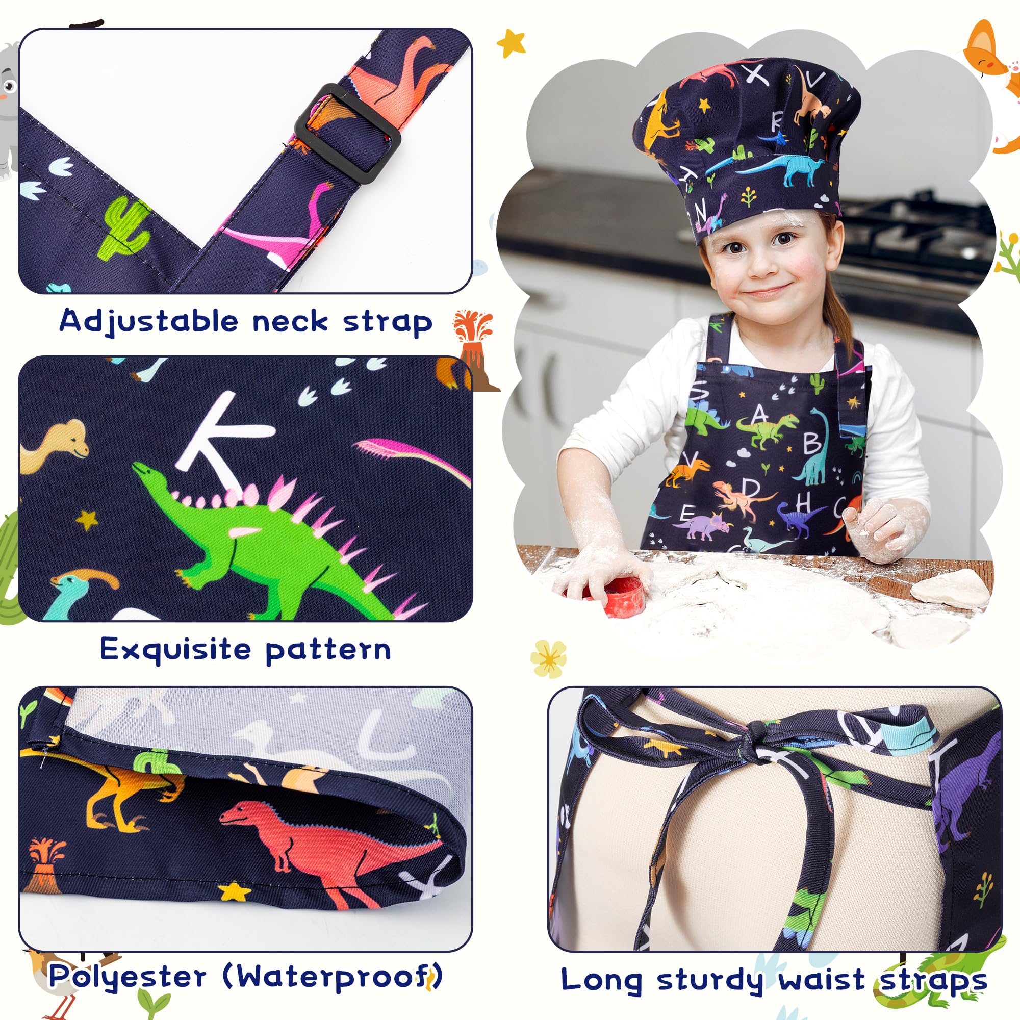 GROBRO7 kids apron back view highlights two front pockets