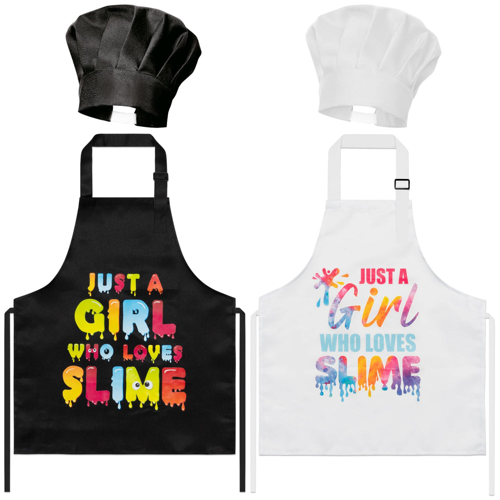 GROBRO7 kids apron and hat set with slime print for creative cooking play
