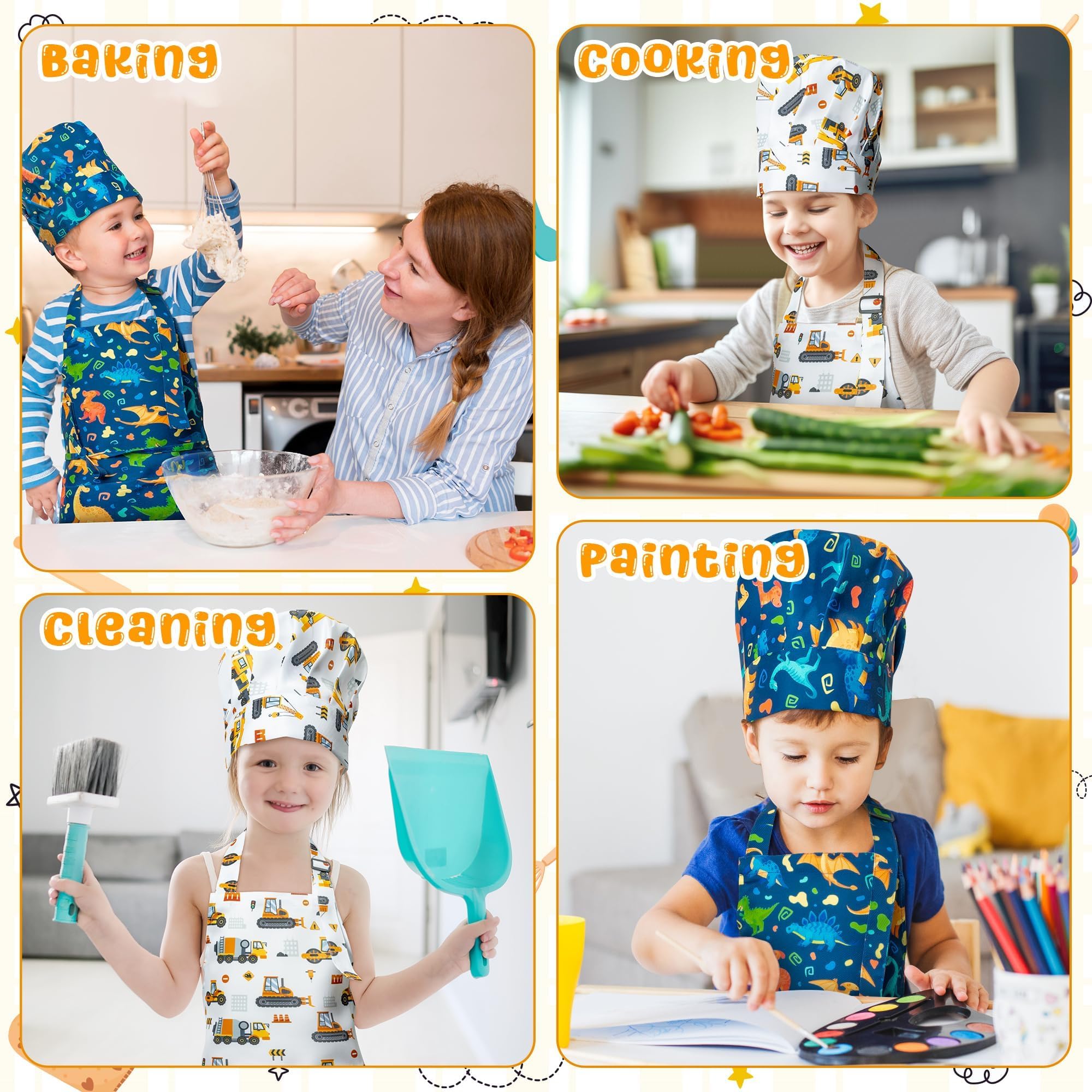 GROBRO7 waterproof material protects clothes during art and cooking.