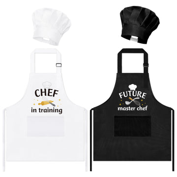 GROBRO7 kids apron set front view with bright patterns for baking and painting