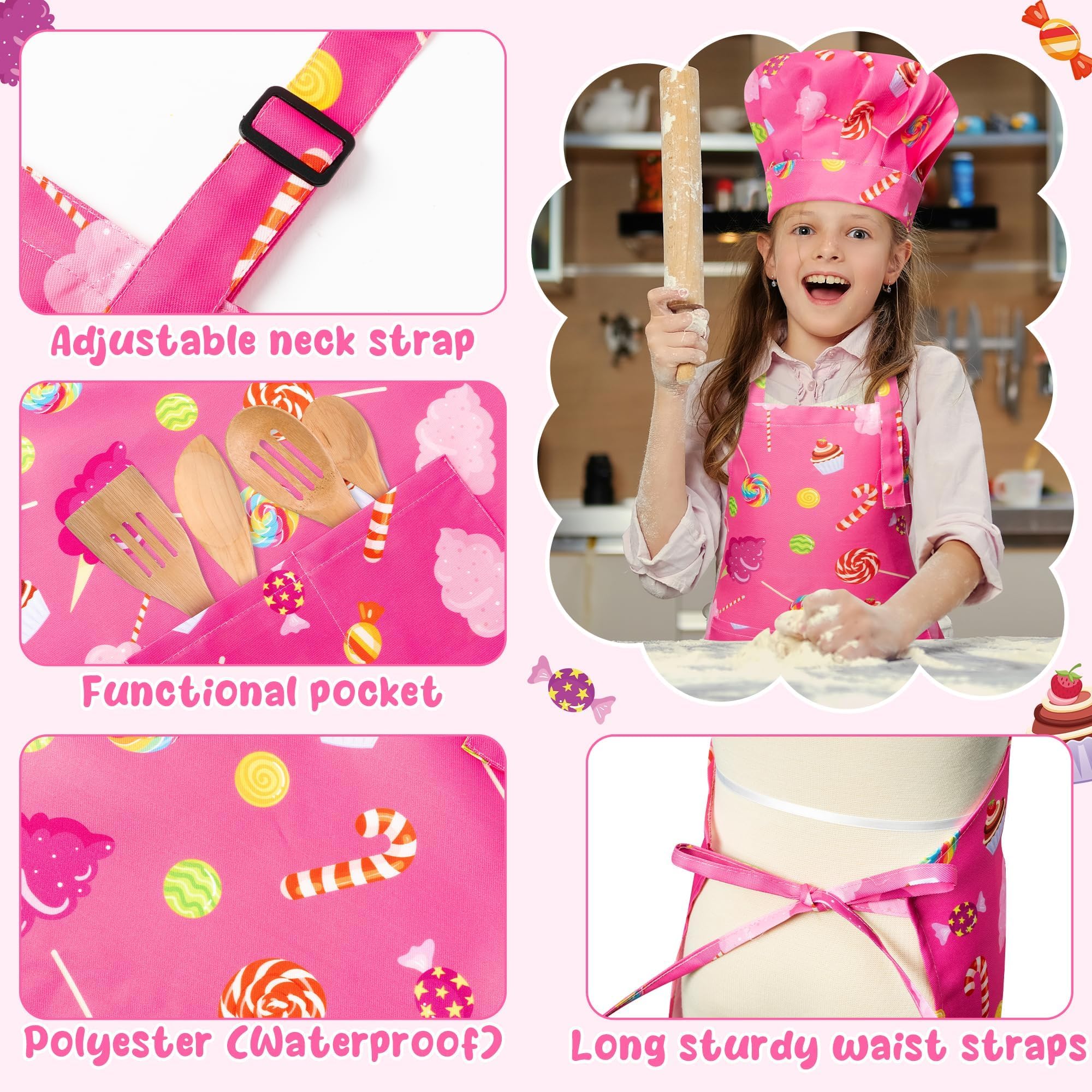 GROBRO7 kids chef hat adjustable elastic for a comfy fit