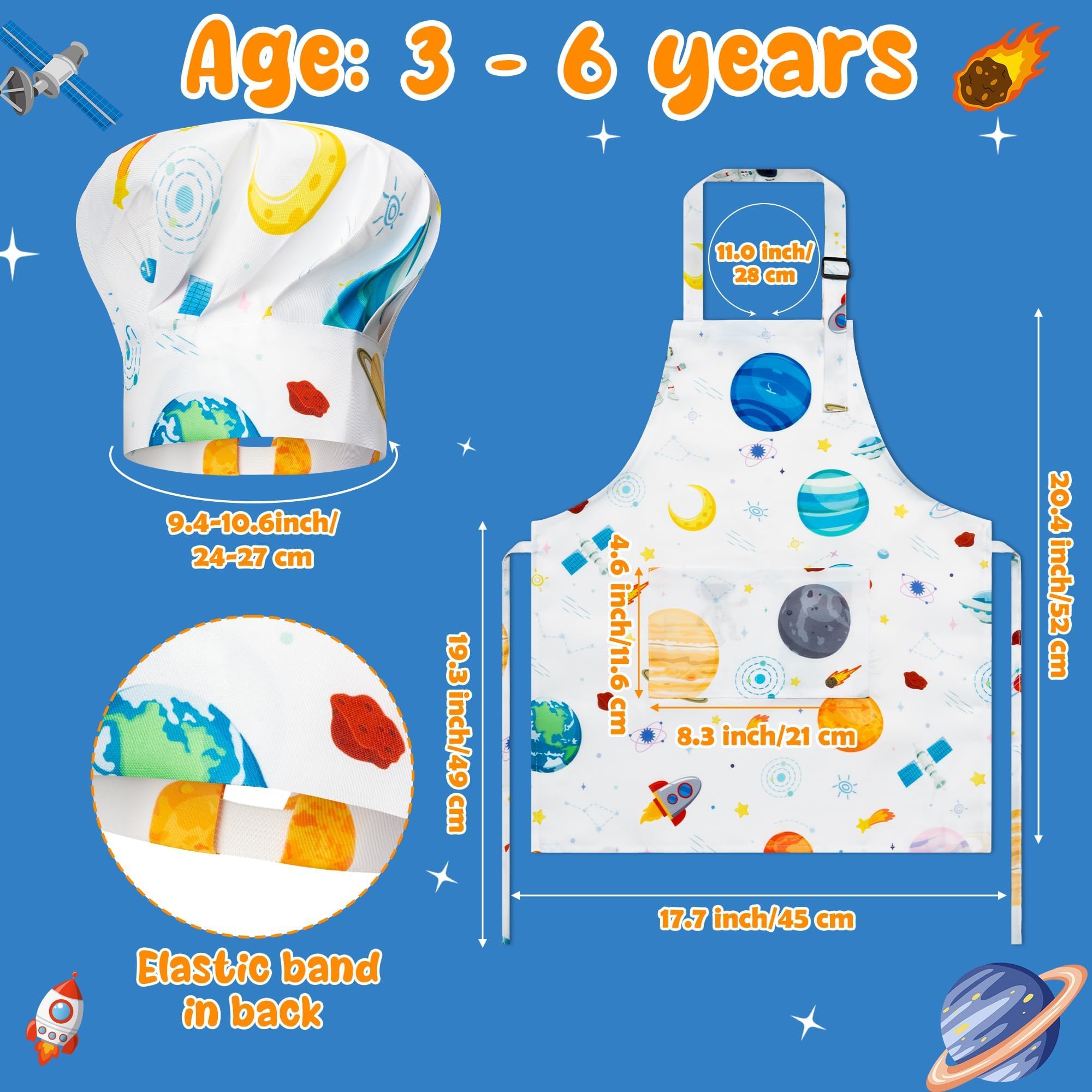 GROBRO7 kids chef hat with elastic back for a comfortable adjustable fit