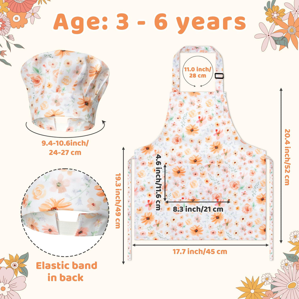 GROBRO7 floral chef hat front view showing adjustable back strap for comfort.