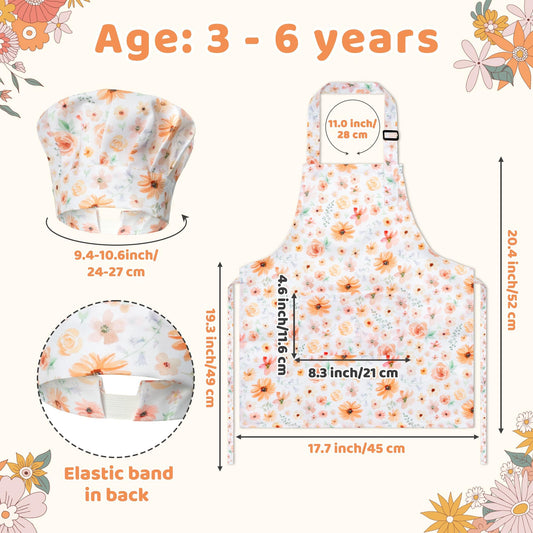 GROBRO7 floral chef hat front view showing adjustable back strap for comfort.