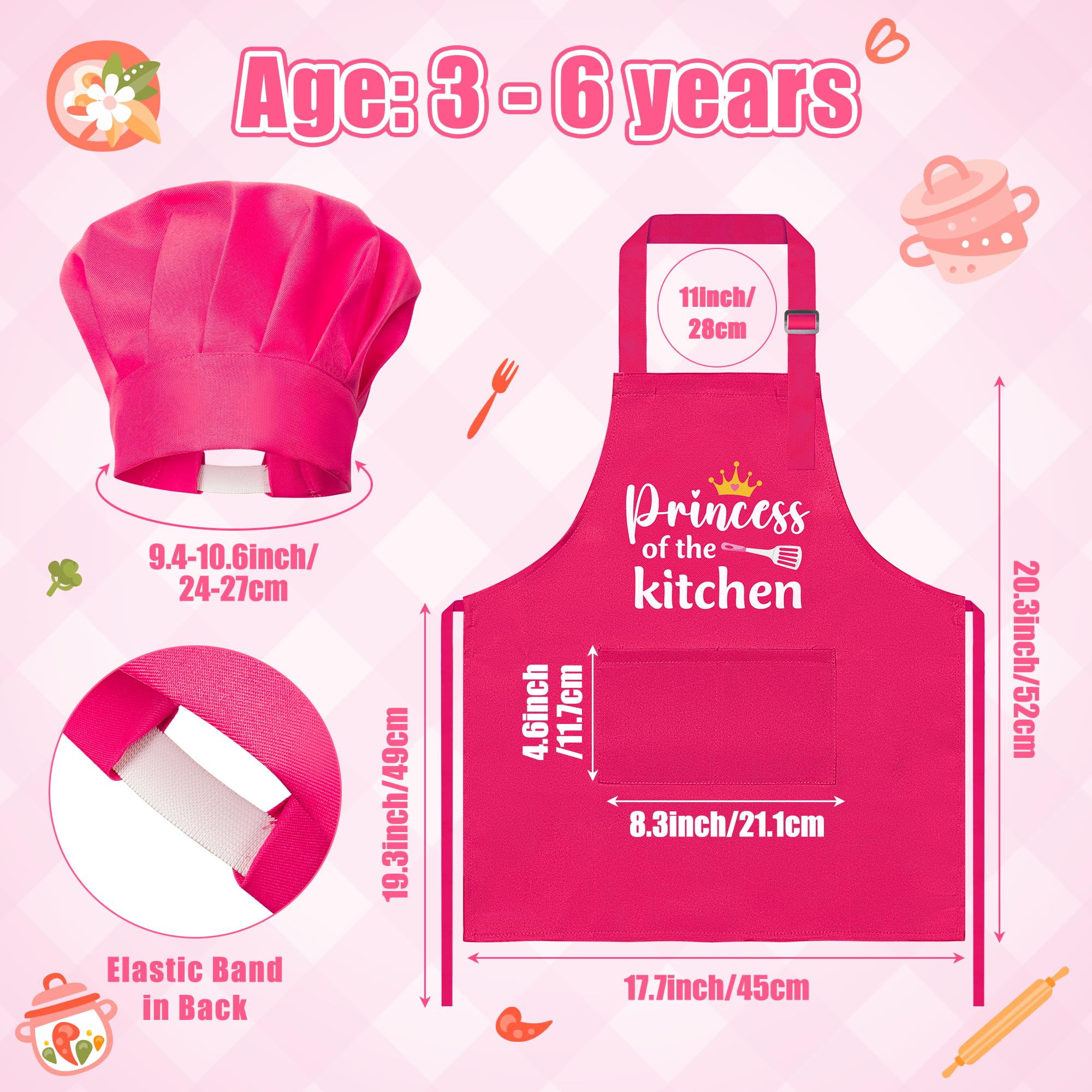 GROBRO7 princess kids apron set side view keeps clothes protected during messy play.