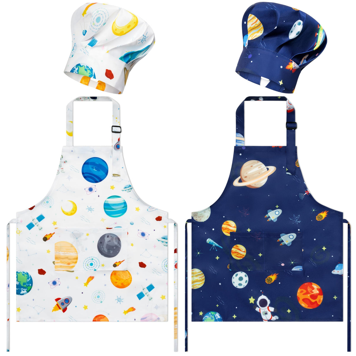 GROBRO7 space-theme kid apron with vibrant planets for imaginative cooking