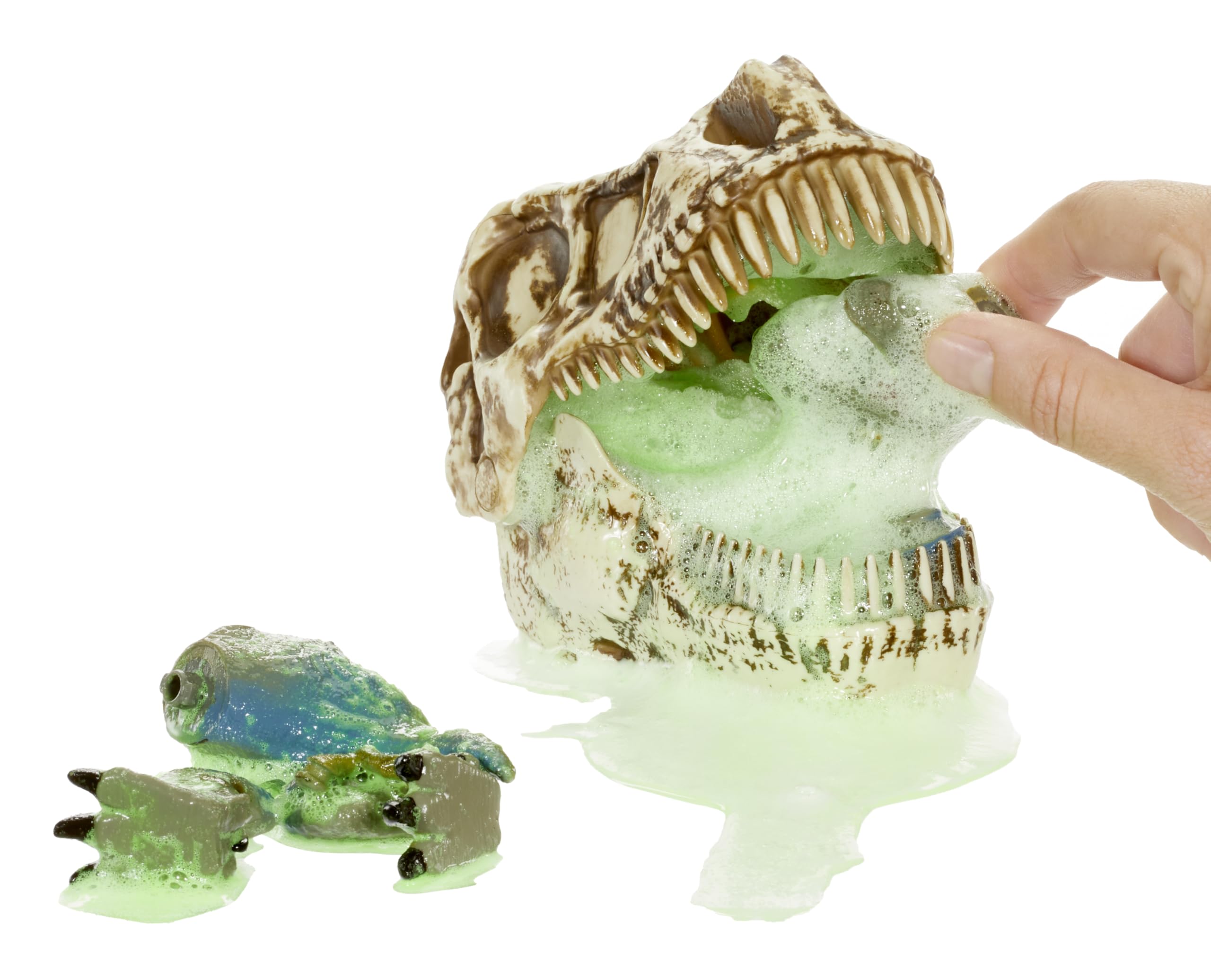 GrossMos Dino Pack body squeeze releases slime for dramatic play.