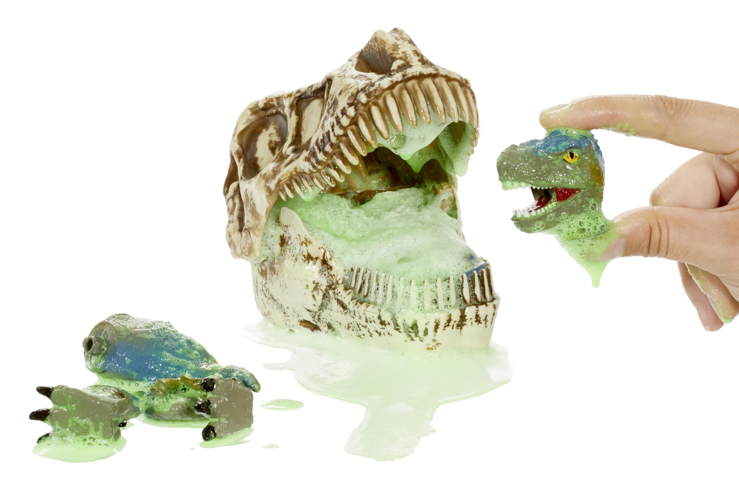 GrossMos Dino Pack jaw pry open reveals hidden surprises.