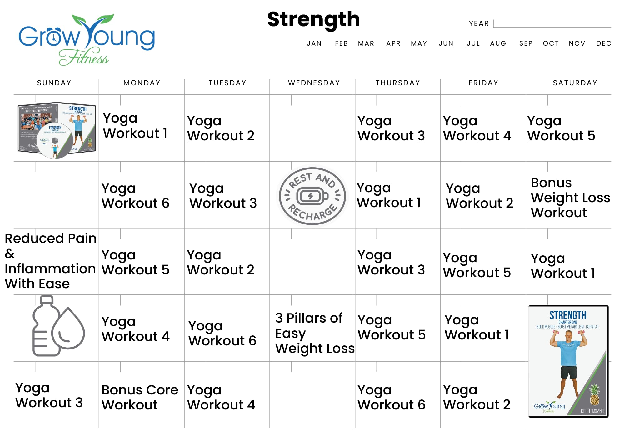 Grow Young Fitness Strength Exercise DVD two bonus videos for extra practice at home.