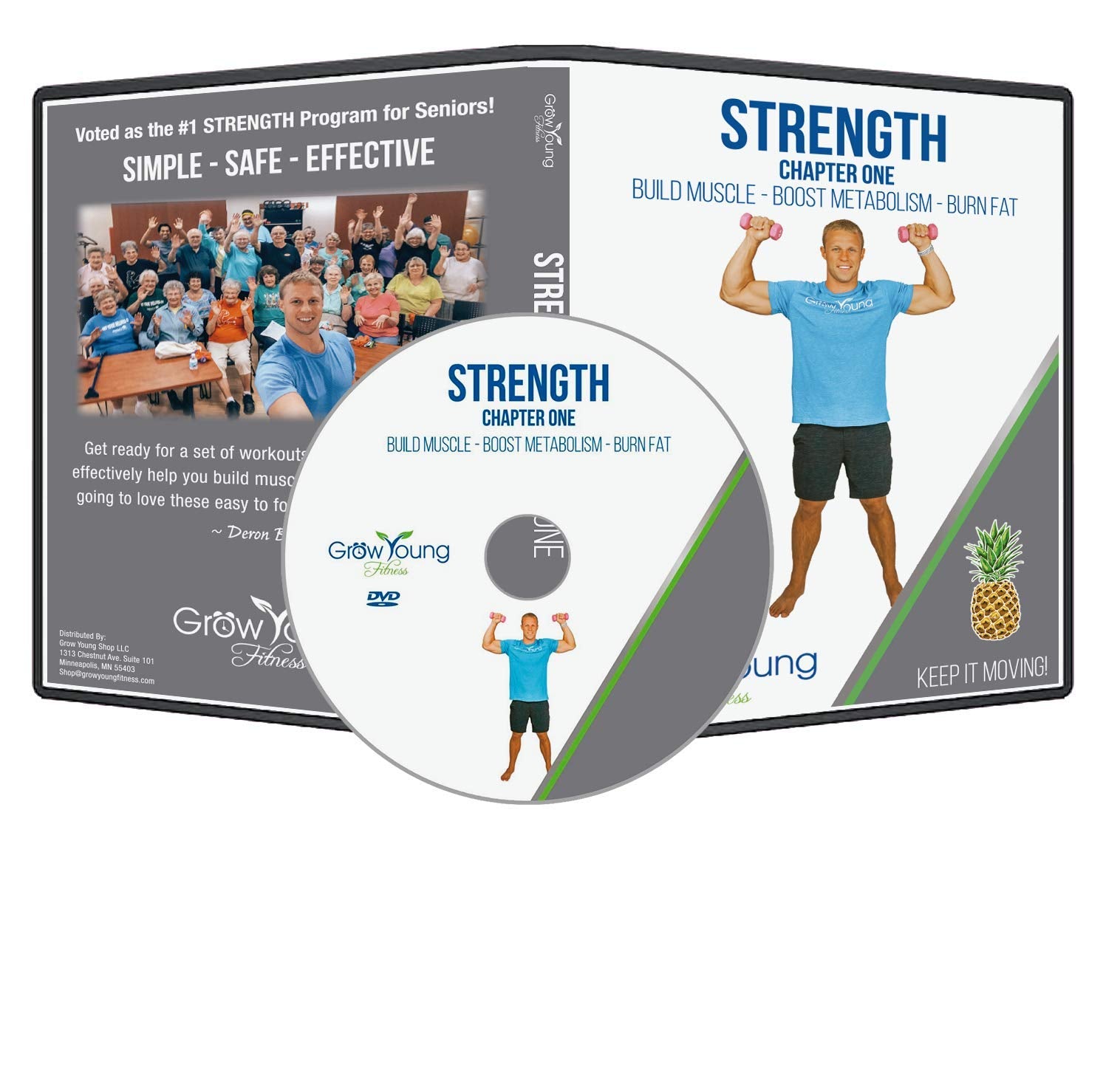 Grow Young Fitness Strength Exercise DVD cover with safe, low-impact home workouts.