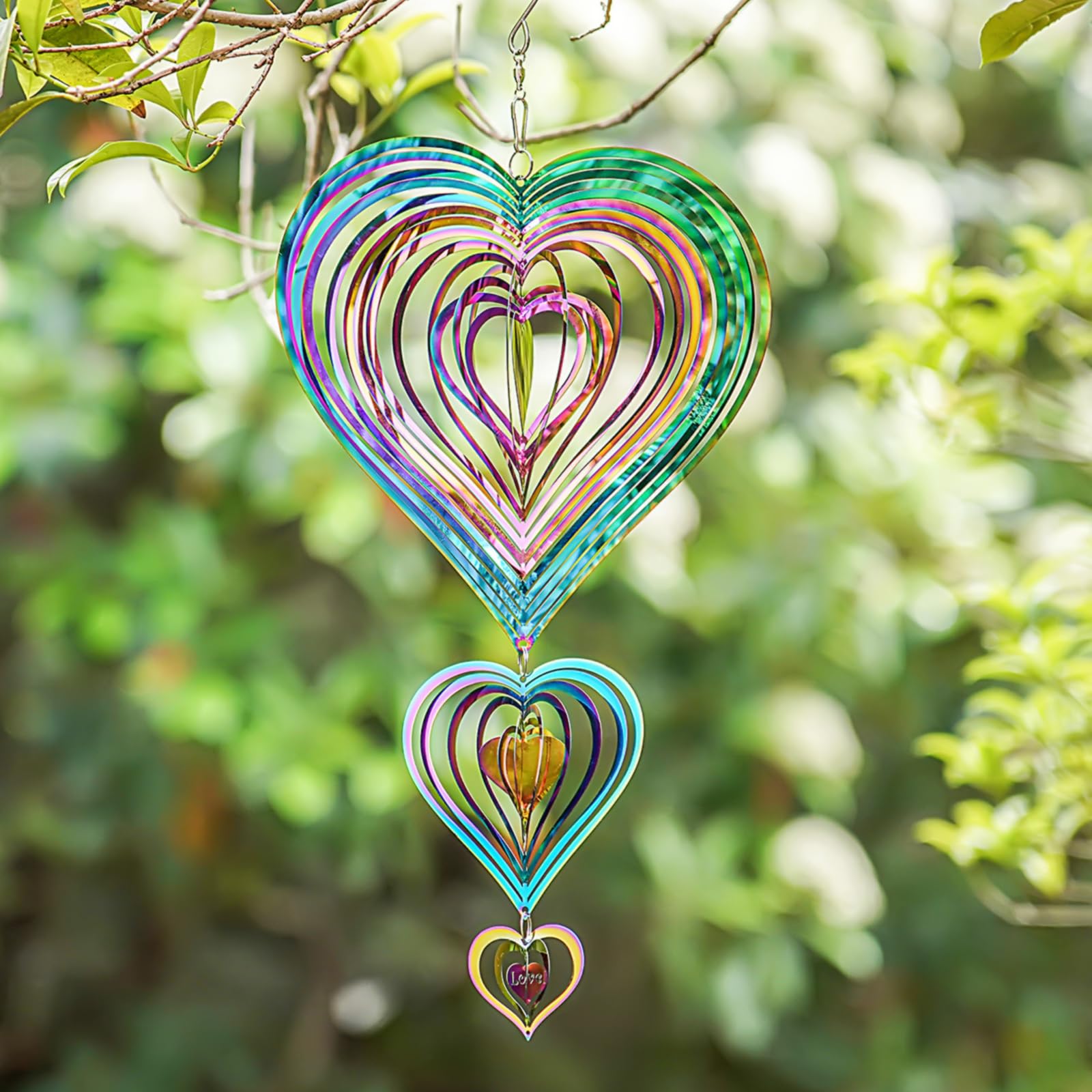 GRPWWT wind spinner iridescent blades create dynamic light in breeze