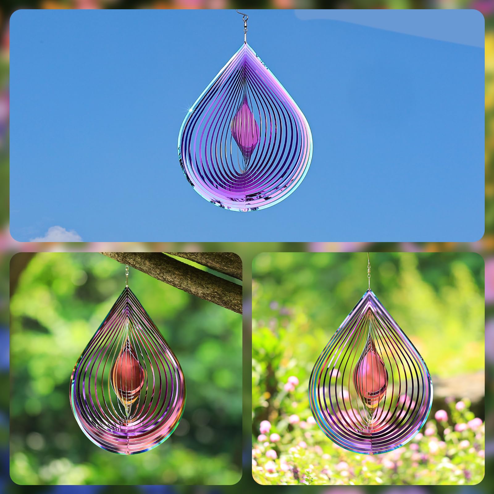 GRPWWT outdoor wind spinner for garden decor creates dynamic movement on breezy days