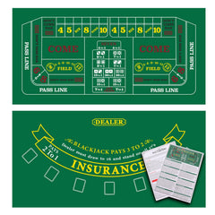 GSE 36x72 blackjack-craps layout mat on table for home game nights
