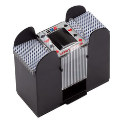GSE 6-deck automatic card shuffler front view showing compact design and quick operation