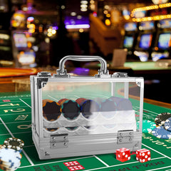 GSE acrylic poker chip case in casino setting suitable for clubs and events.