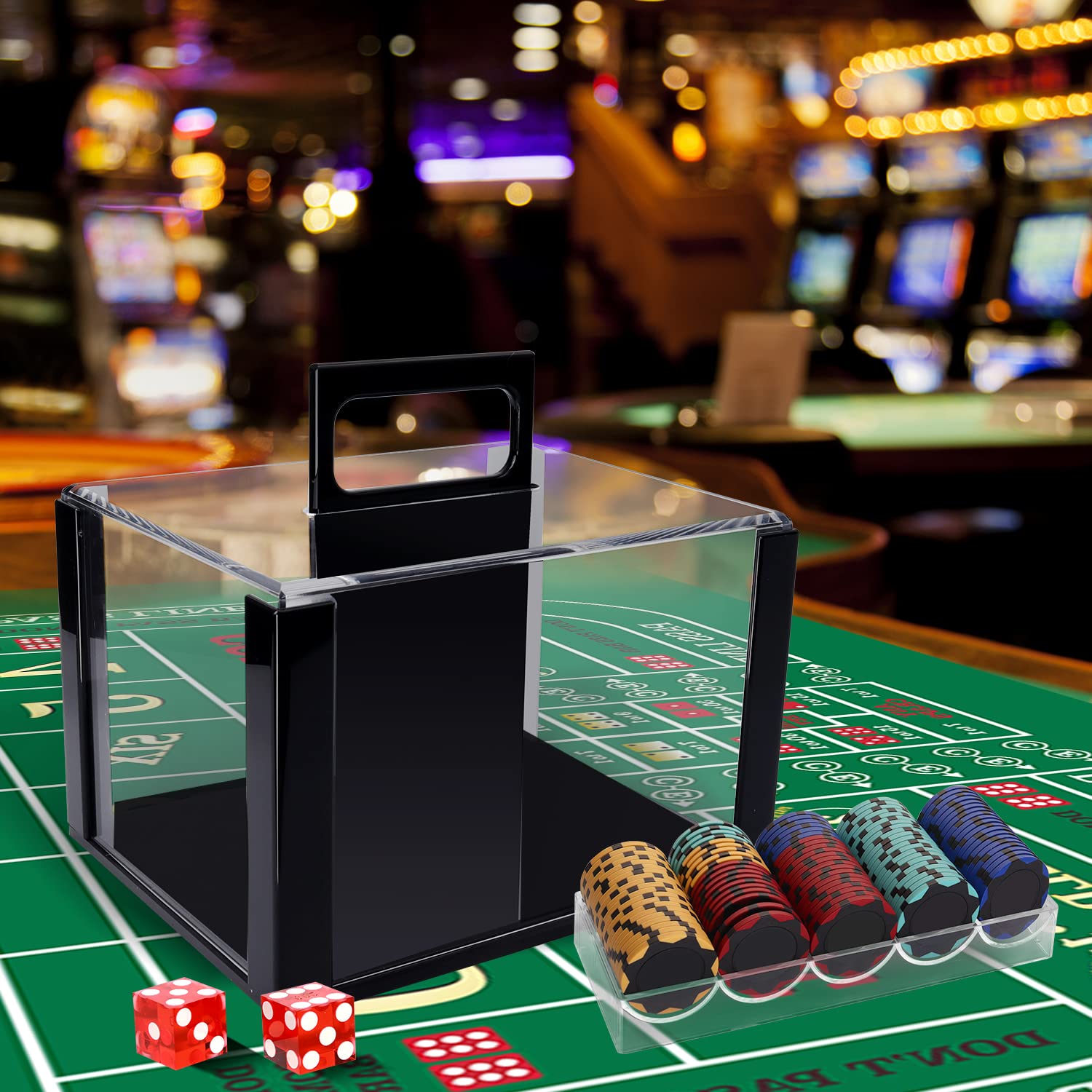 GSE case on display provides a clean, professional poker chips presentation.