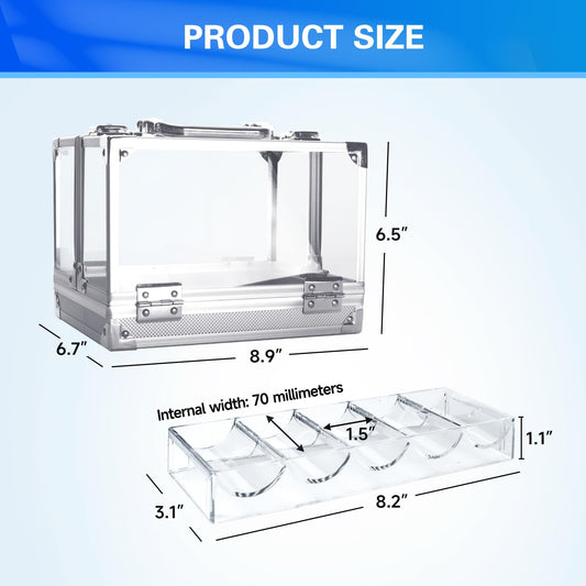 GSE acrylic poker chip case side view highlights compact portability for home games.