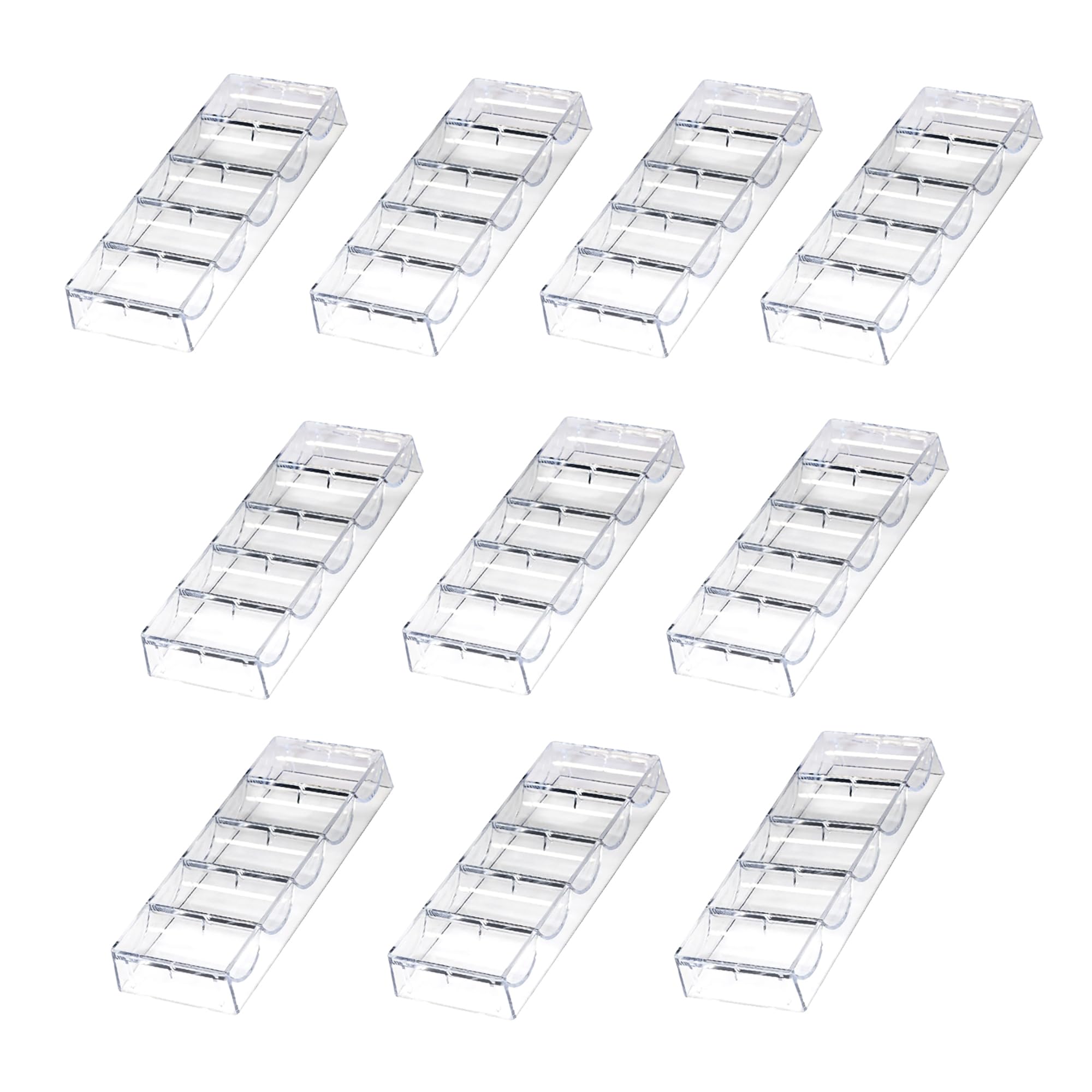 GSE acrylic poker chip tray with five rows for quick chip counting and organization.