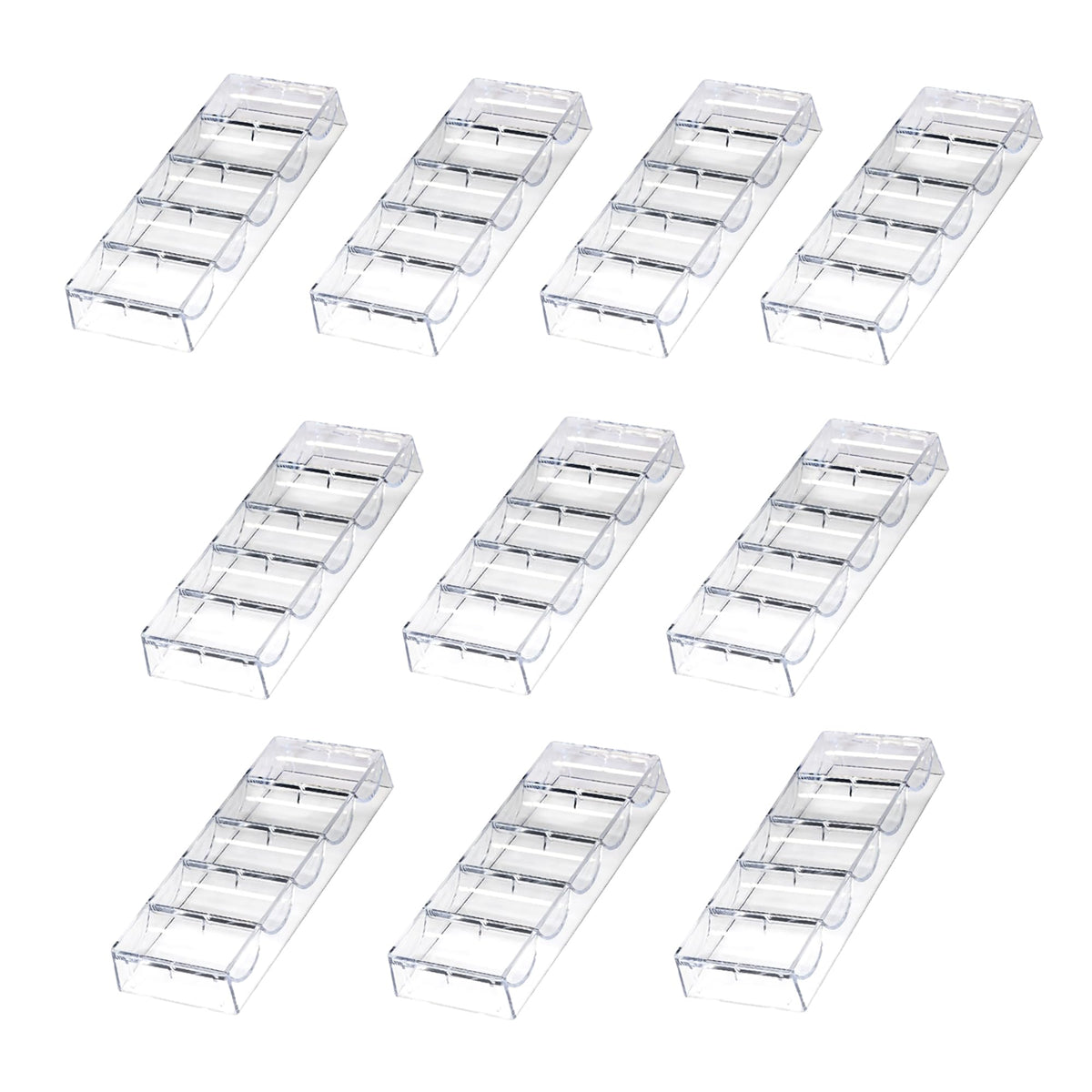 GSE acrylic poker chip tray with five rows for quick chip counting and organization.