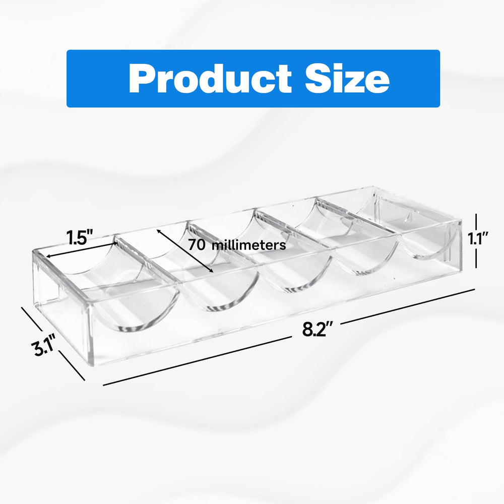 GSE edge-smooth acrylic tray shown from side, protecting table surfaces.