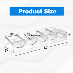GSE edge-smooth acrylic tray shown from side, protecting table surfaces.