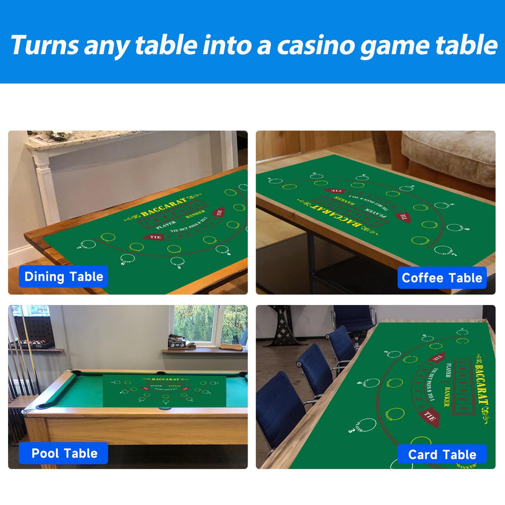 GSE baccarat layout mat with rules chart printed on surface