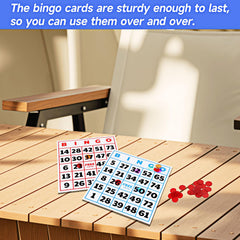 GSE bingo cards measure 9 by 8 inches for sturdy play