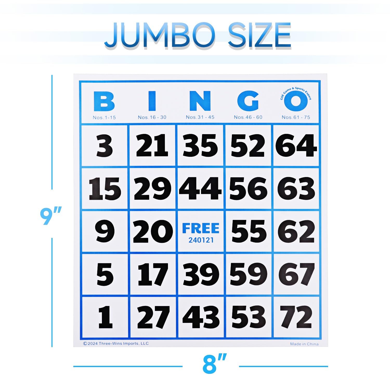 GSE bingo cards with large font numbers enhance readability for all ages