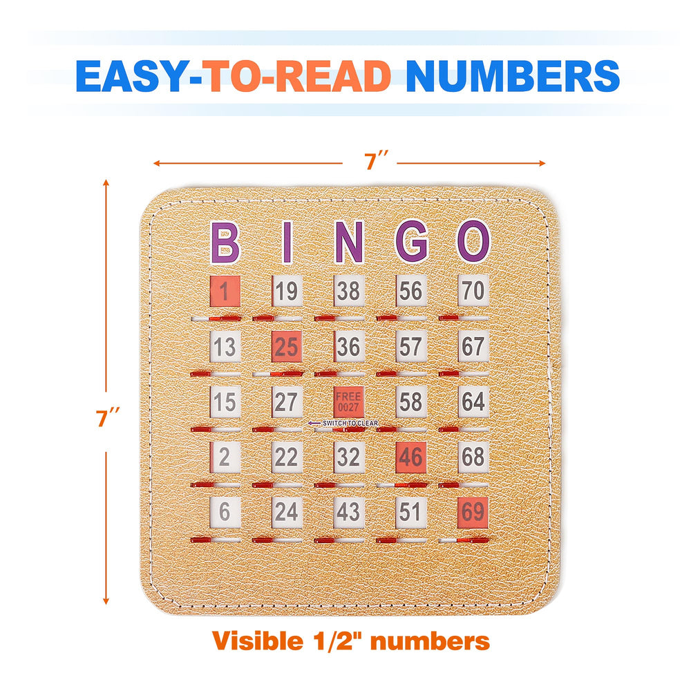GSE sliding-windows bingo cards provide easy number tracking for family game night.