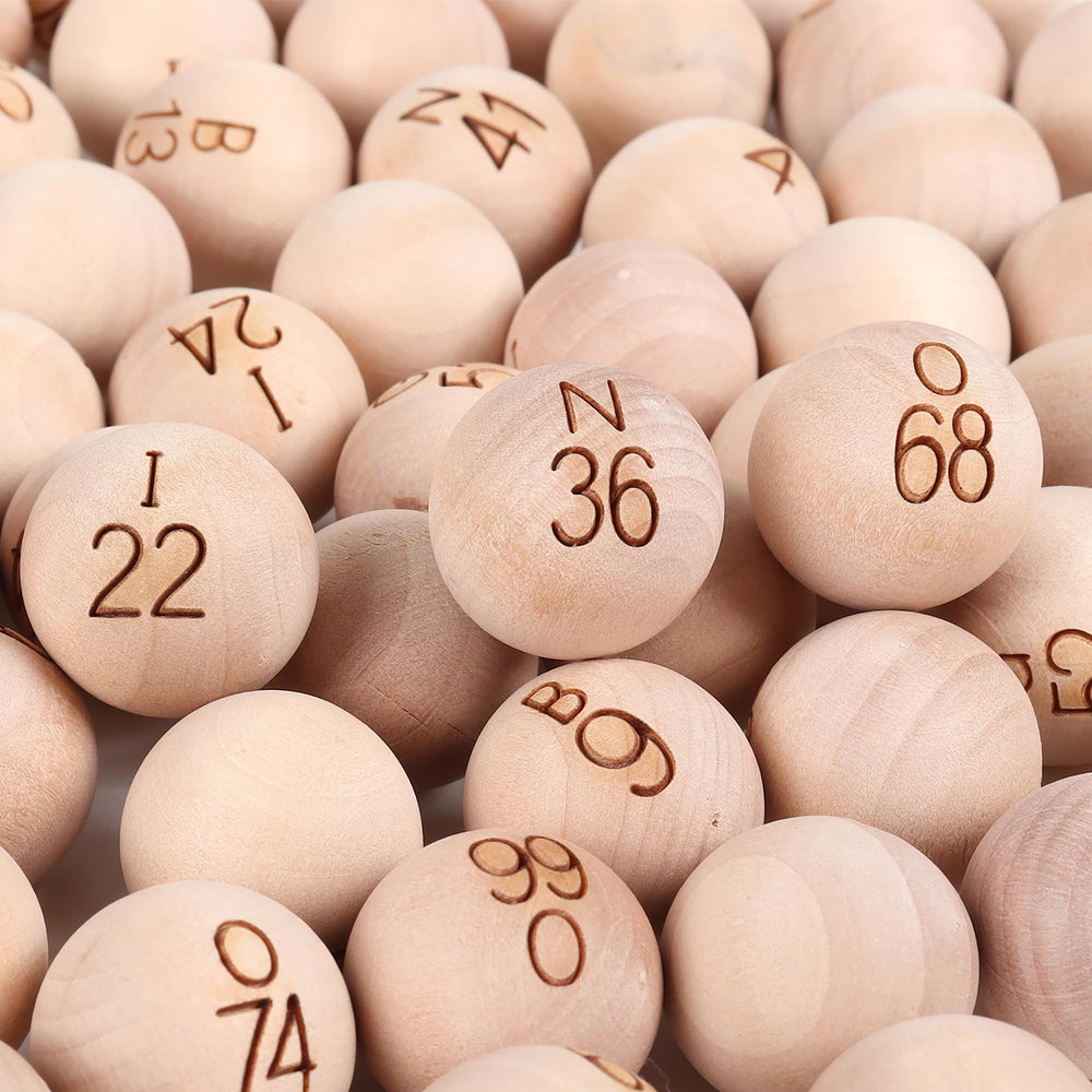 GSE wooden bingo balls in 7/8 inch size for durable, reusable gameplay