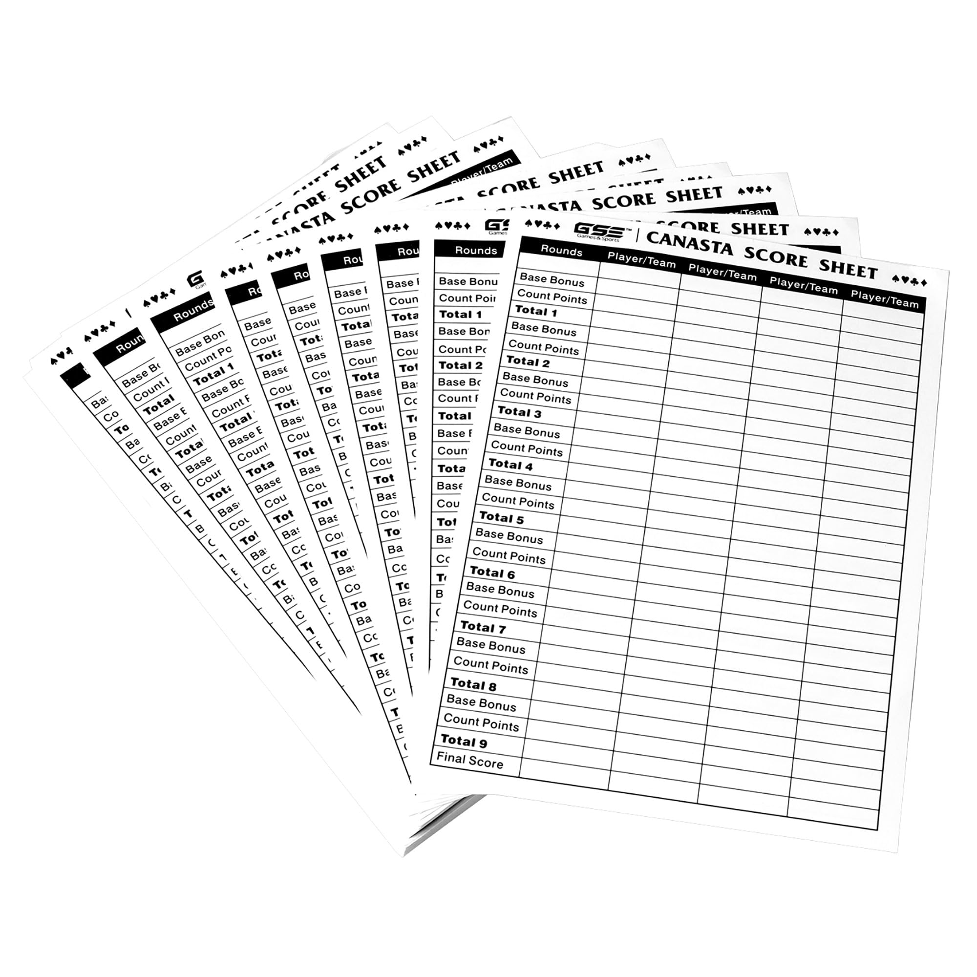 GSE Canasta score sheets with 100 tear-away sheets for organized scoring on the go.