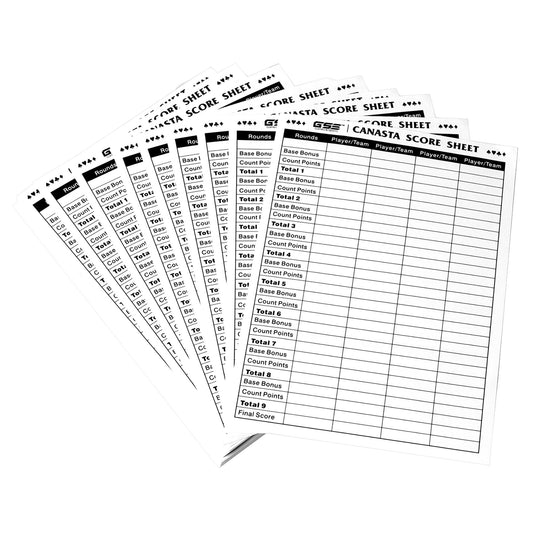 GSE Canasta score sheets with 100 tear-away sheets for organized scoring on the go.