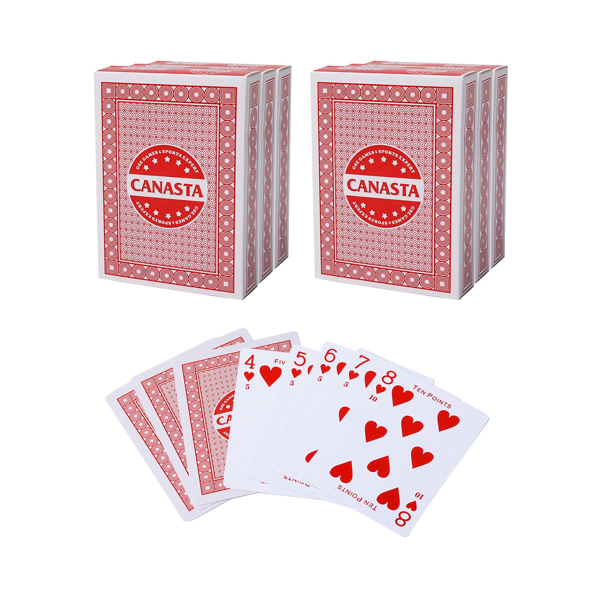 GSE Canasta six-decks red pack ready for quick setup during family game night
