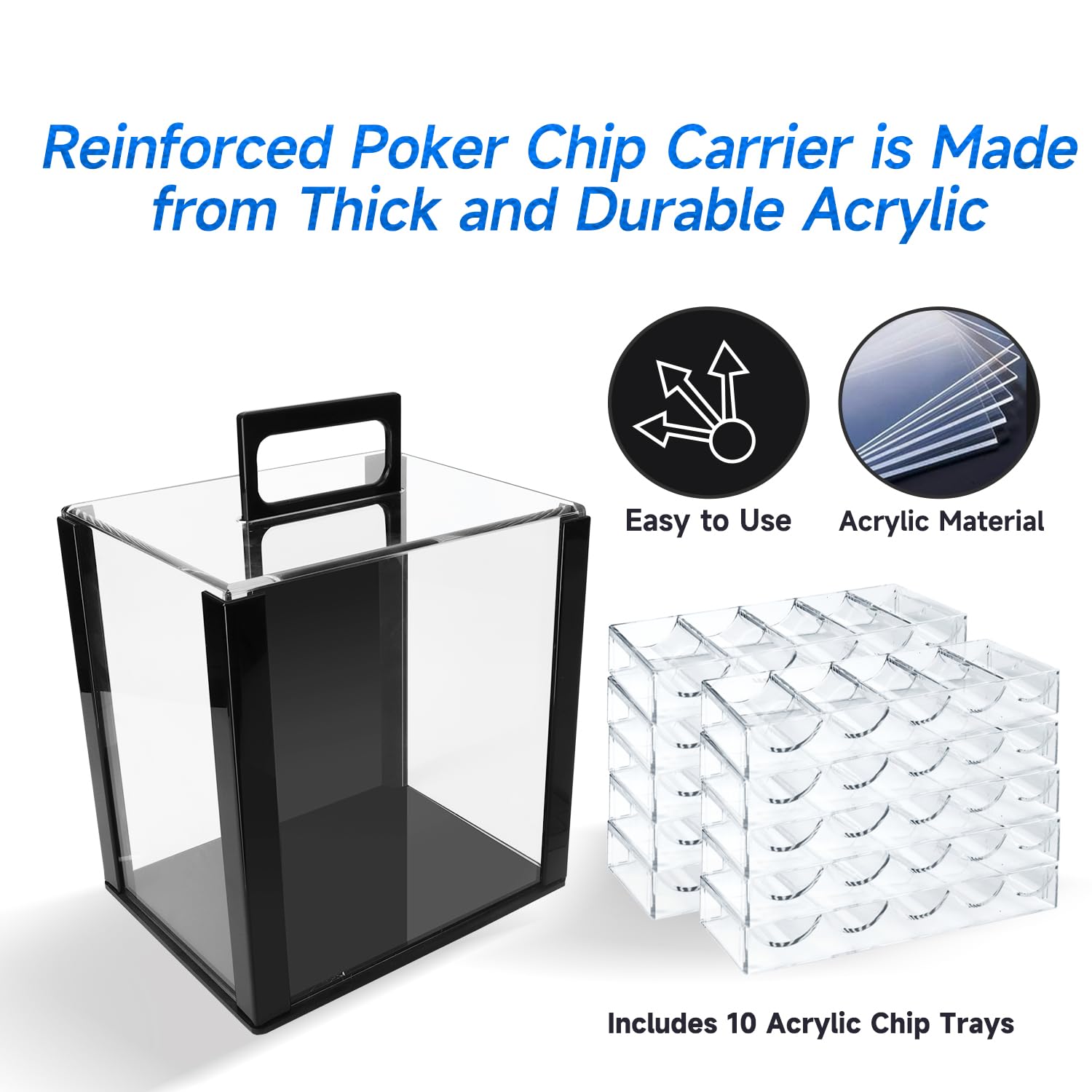 GSE clear-view acrylic case displaying chips during a party